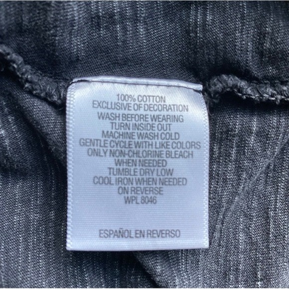 Style & Co Top XS Women Black Henley Mineral Wash Embroidered Floral Whimsigoth - Picture 6 of 8